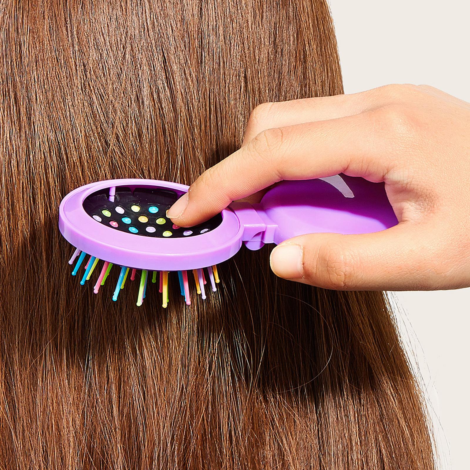 Comb with Mirror Round Small Mirror Comb Round Travel Hair Brush with Mirror Violet