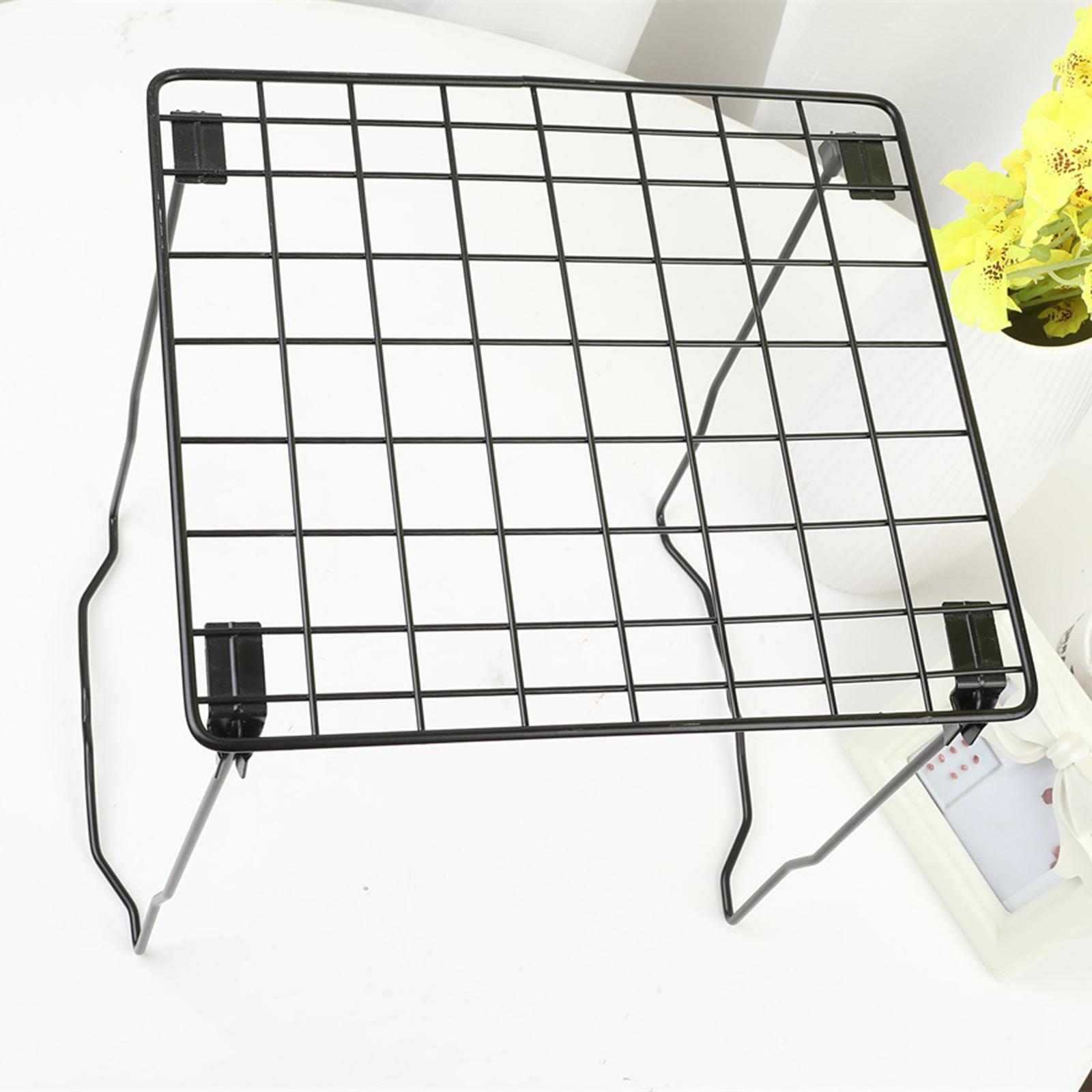 Locker Shelf Folding Freestanding Desk Organizer for Office Cupboard Kitchen Black