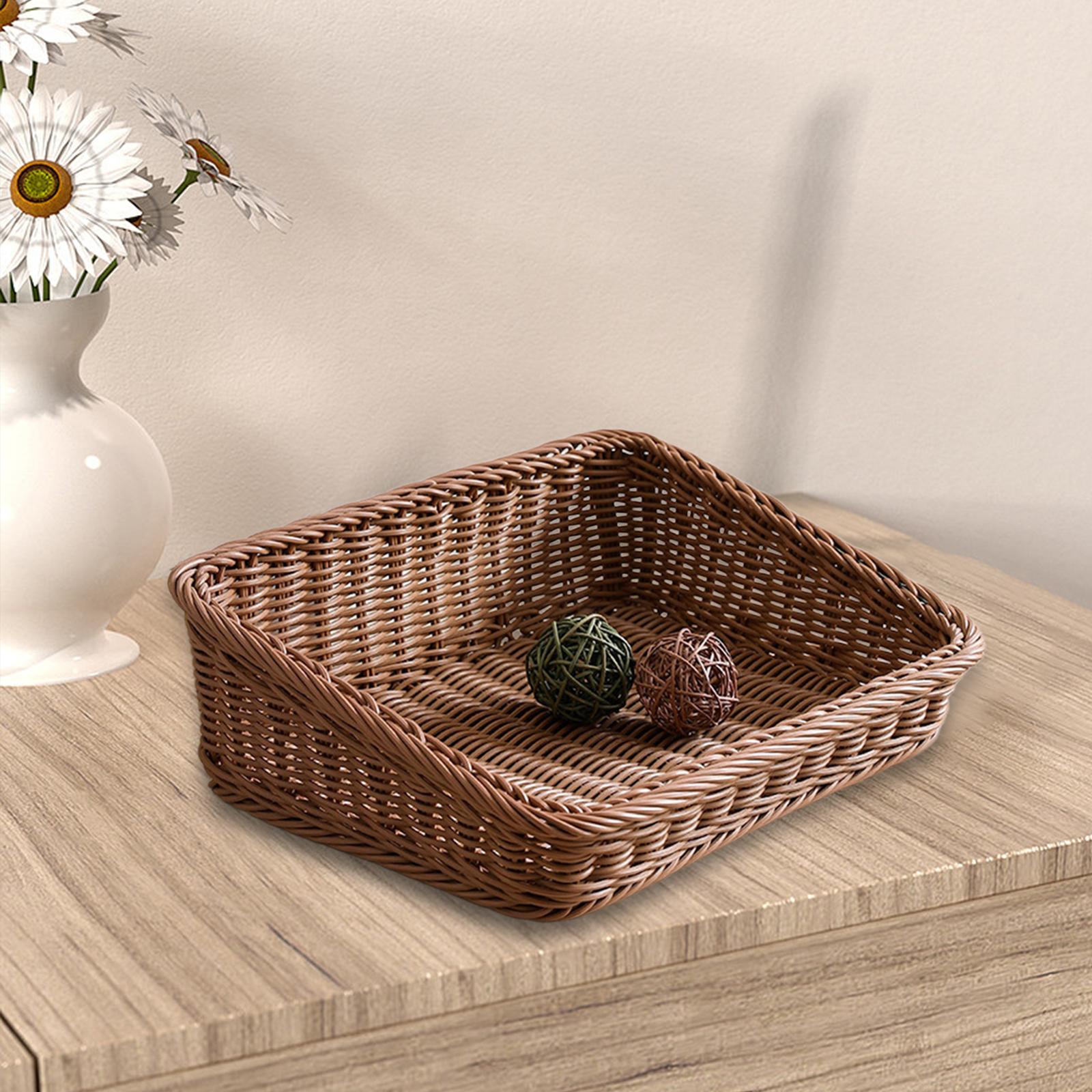 Woven Bread Basket Decor Fruit Basket for Living Room Dining Room Restaurant Horizontal Version