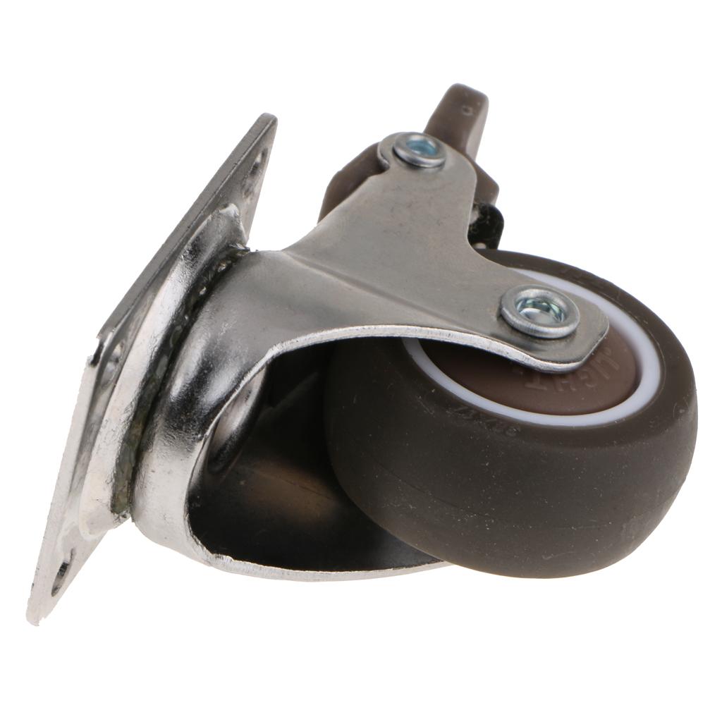 8Pcs 1/" Heavy Duty Swivel Rubber Castor Wheels Lockable Ball Bearing Caster