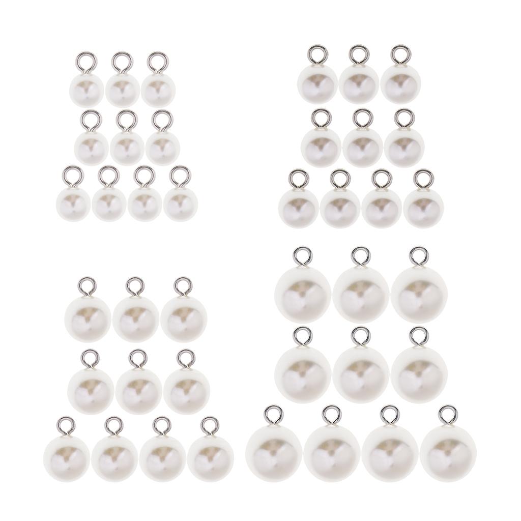 2x10pcs Plastic Round Faux Pearl Charms Pendants DIY Jewelry Findings 8mm