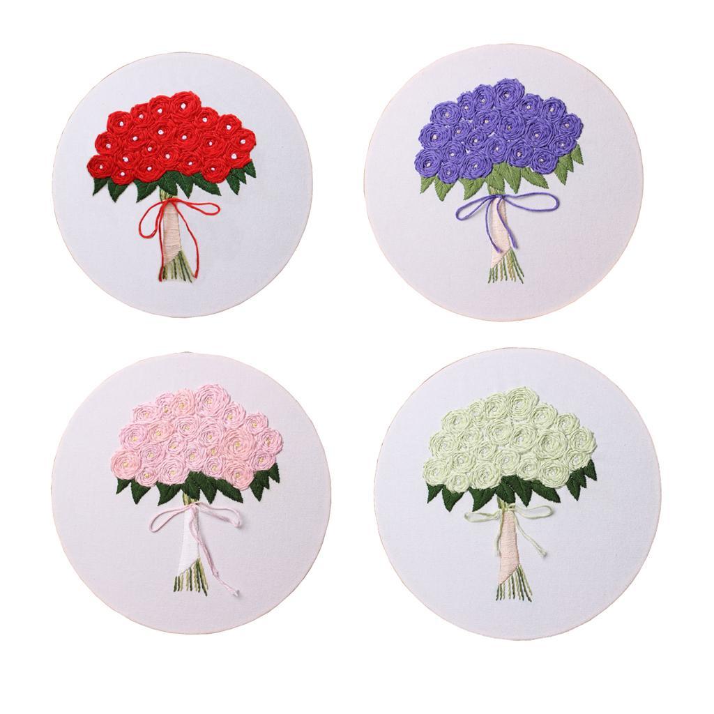 Cross Stitch Kit Hand Embroidery Starter Kit Thread Needles Cloth Pink