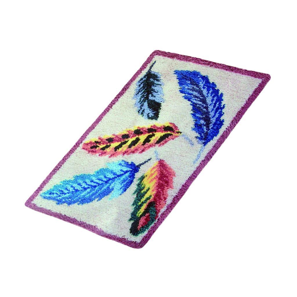 Funny Latch Hook Rug Kit Handmade Carpet Mat Crafts Feather
