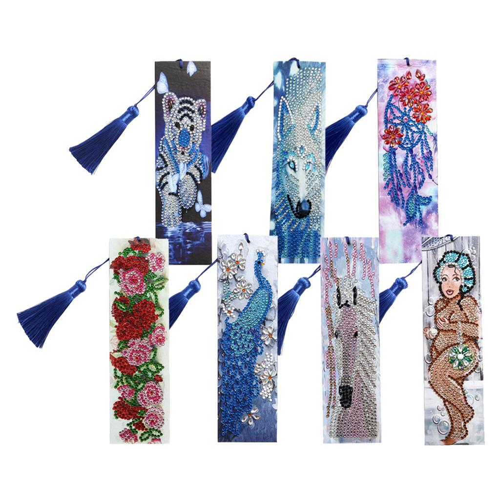 Special Shaped Diamond Painting DIY 5D Tassel Bookmark Tiger