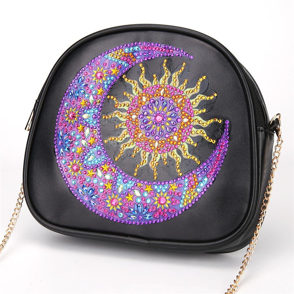 Creative Special Shaped Diamond Painting Tassel Crossbody Bags Moon