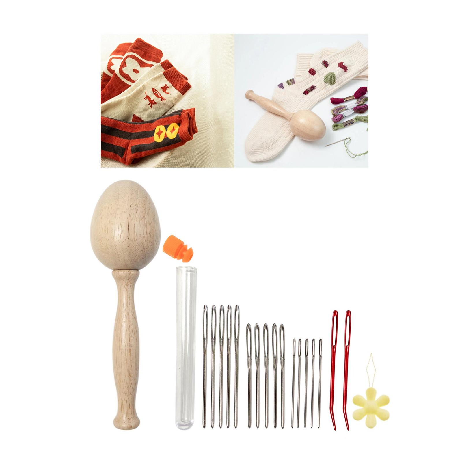 Darning Egg Darning Needle Kit Wooden Darning Mushroom for Socks Repair