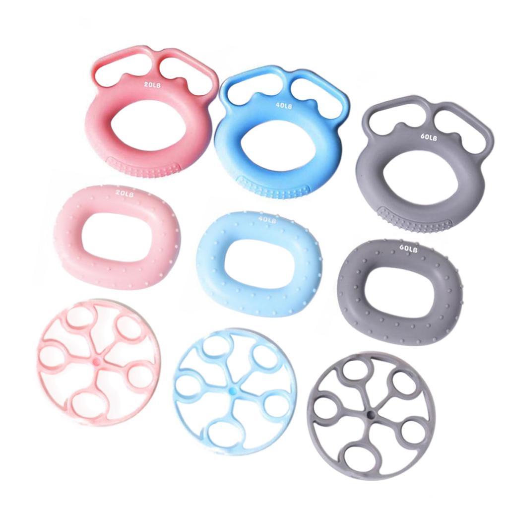 2x3Pcs Silicone Hand Finger Grip Rings Muscle Power Training Round