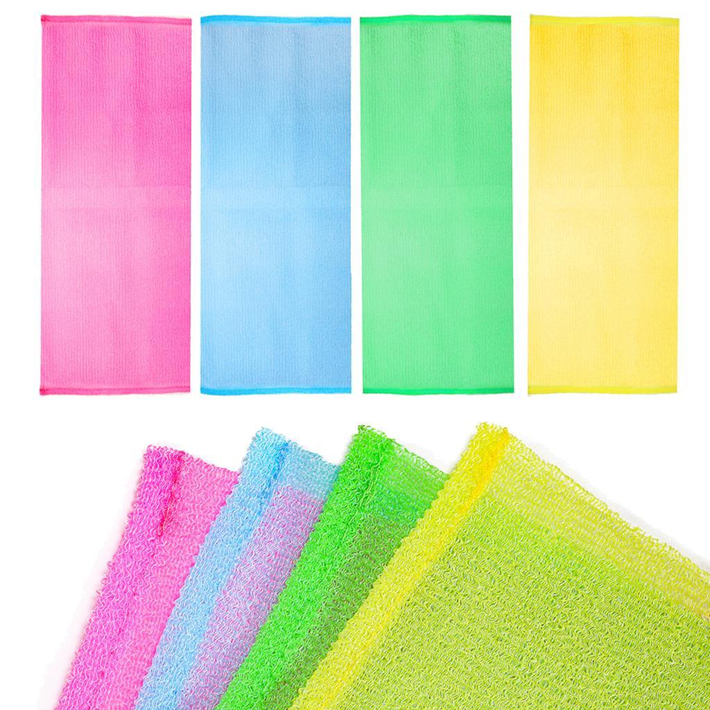 Long Nylon Exfoliating Scrub Wash Cloth Body Shower Bath Towel  Yellow
