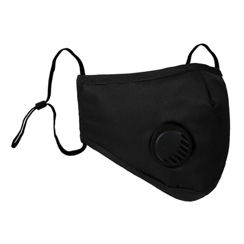 Reusable Respirator Mouth Face Mask Cover w/ Valve Anti Dust Haze Black