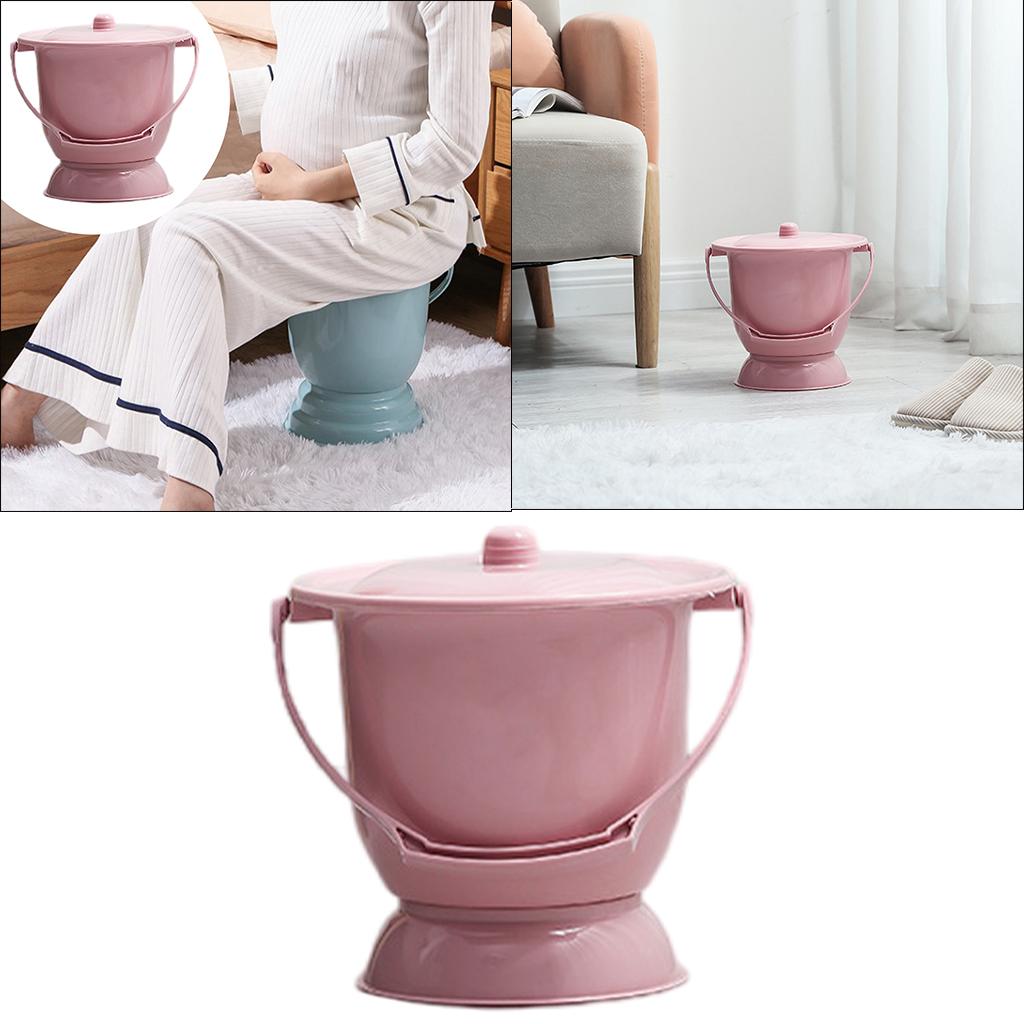 Handheld Spittoon with Lid Portable Urinal Bottle for Bedroom 21x23cm Pink