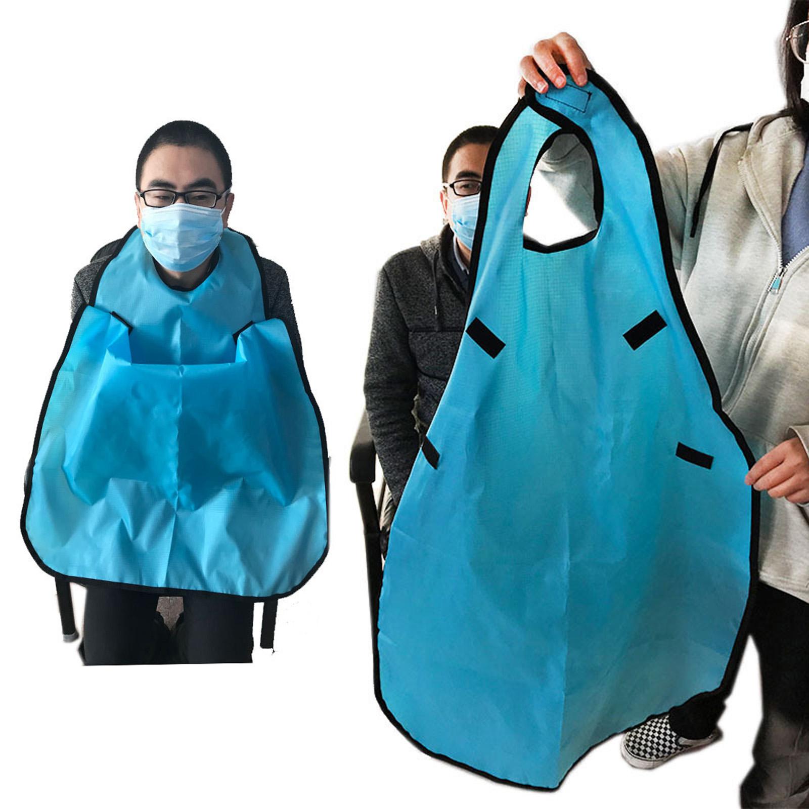 Adult Bib Waterproof Reusable Eating Cloth for Elderly Adults Blue L