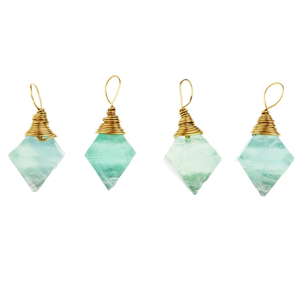 4xGreen Fluorite Pendant Necklace Natural Stone Jewelry Necklace Gift #2