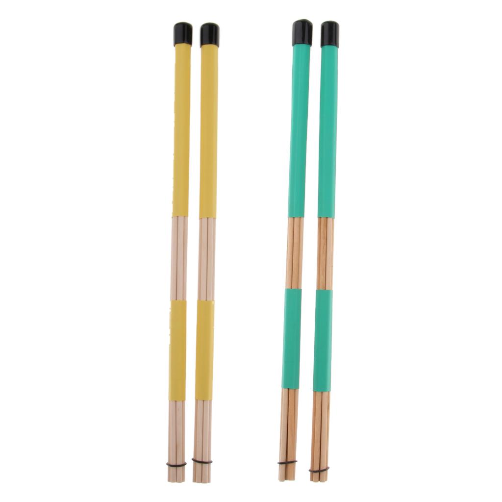 Wooden Drum Sticks Drumsticks Rubber Handle Brushes for Drum Parts Yellow