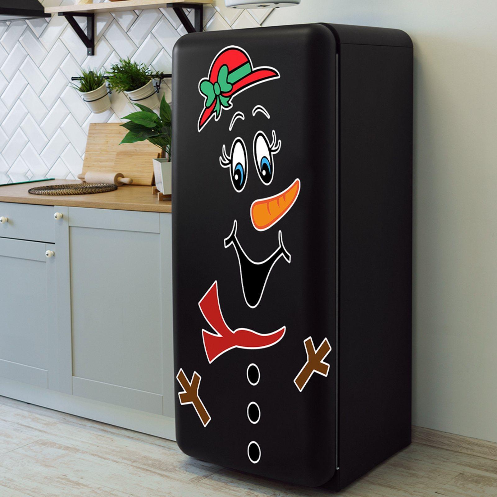 Snowman Refrigerator Sticker Expression Waterproof Christmas Decor CT030