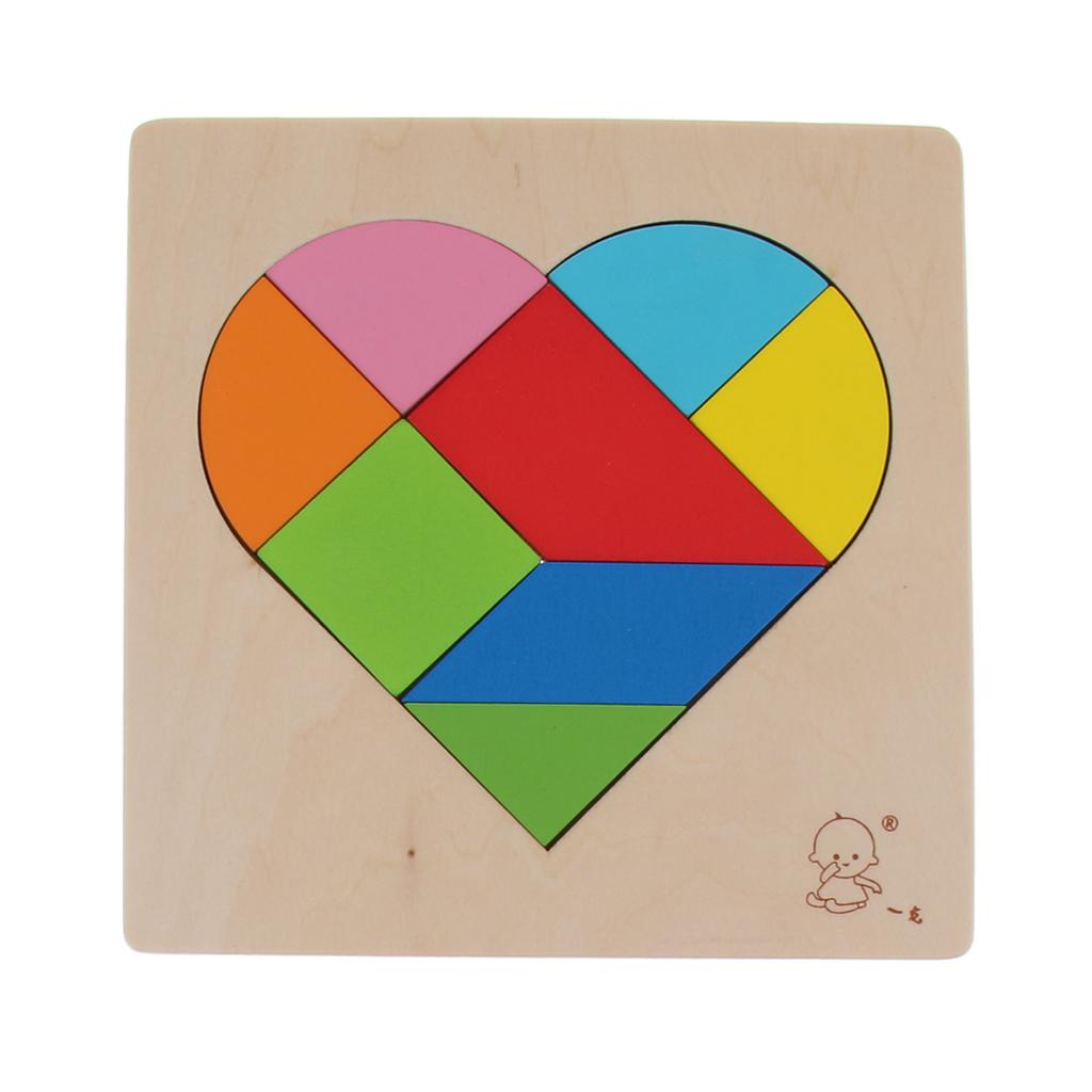 Wooden Tetris Puzzle Jigsaw Brain Teaser Game Kids Intelligence Toy Heart