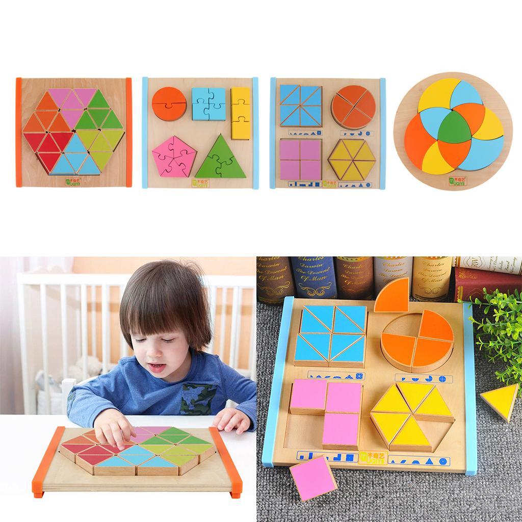 Geometry Shape Wooden Jigsaw Block Puzzle Children Education Toys Style 1