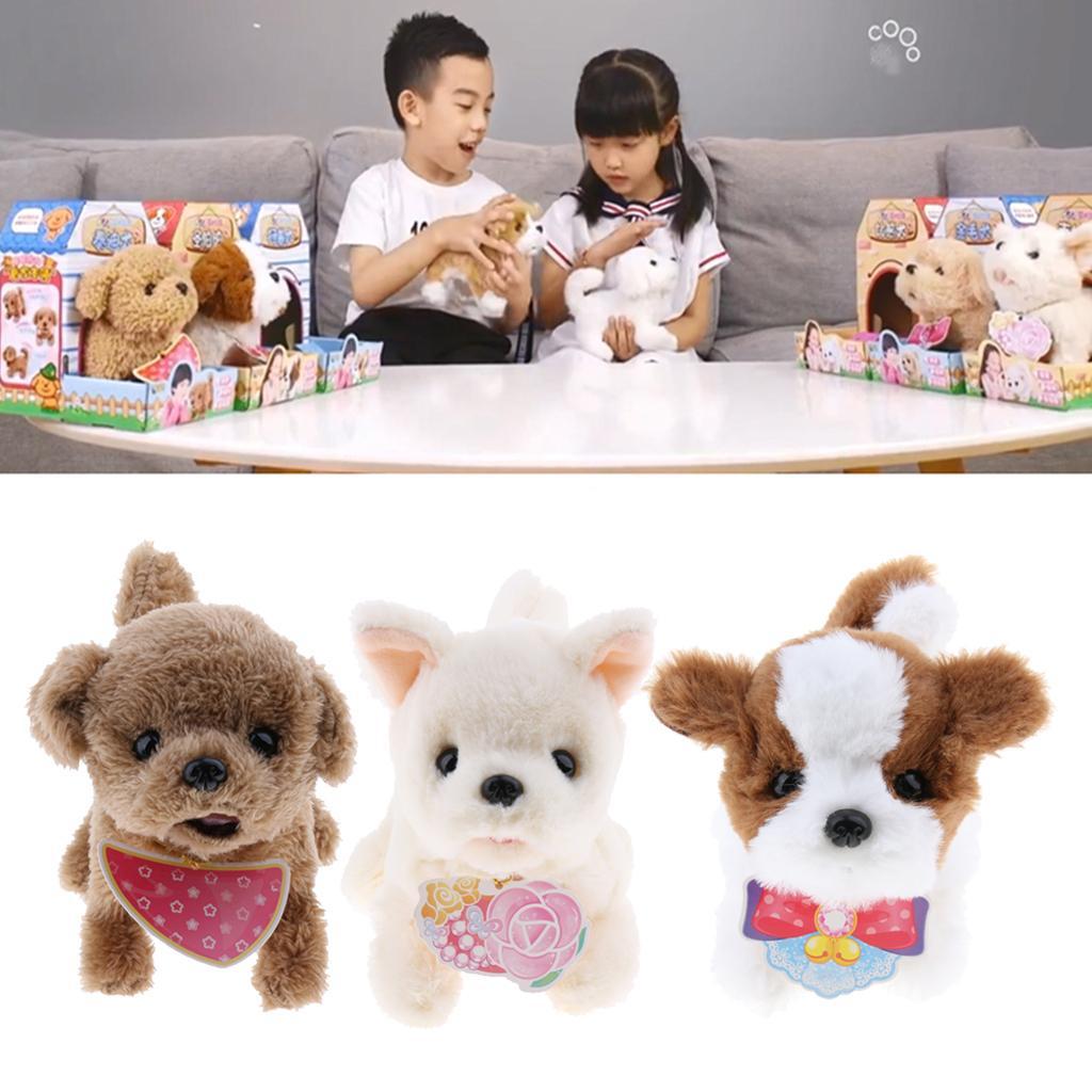 2xElectronic Plush Dog Robot Toy Walk Bark Wag tail Kids Gift Teddy 