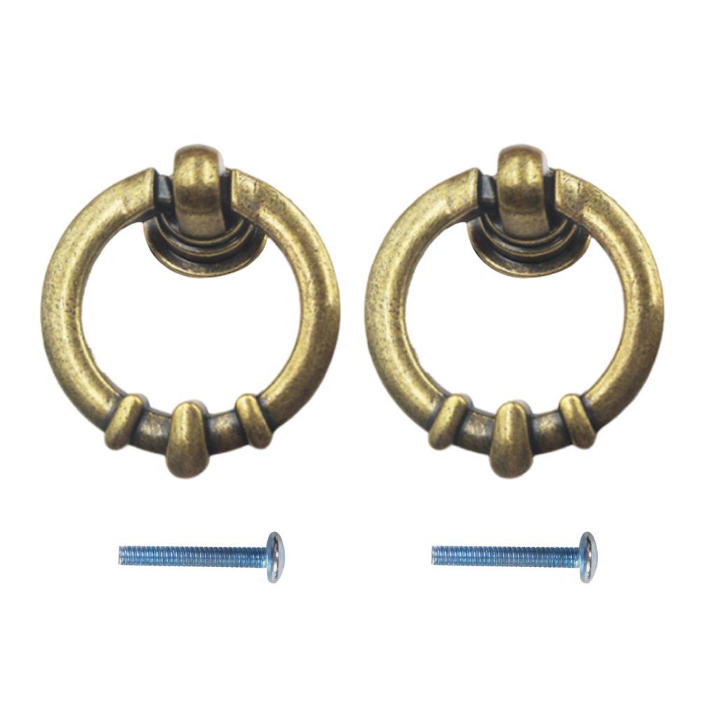 2pcs 33mm Door Cupboard Wardrobe Drawer Ring Handles Pull Knob