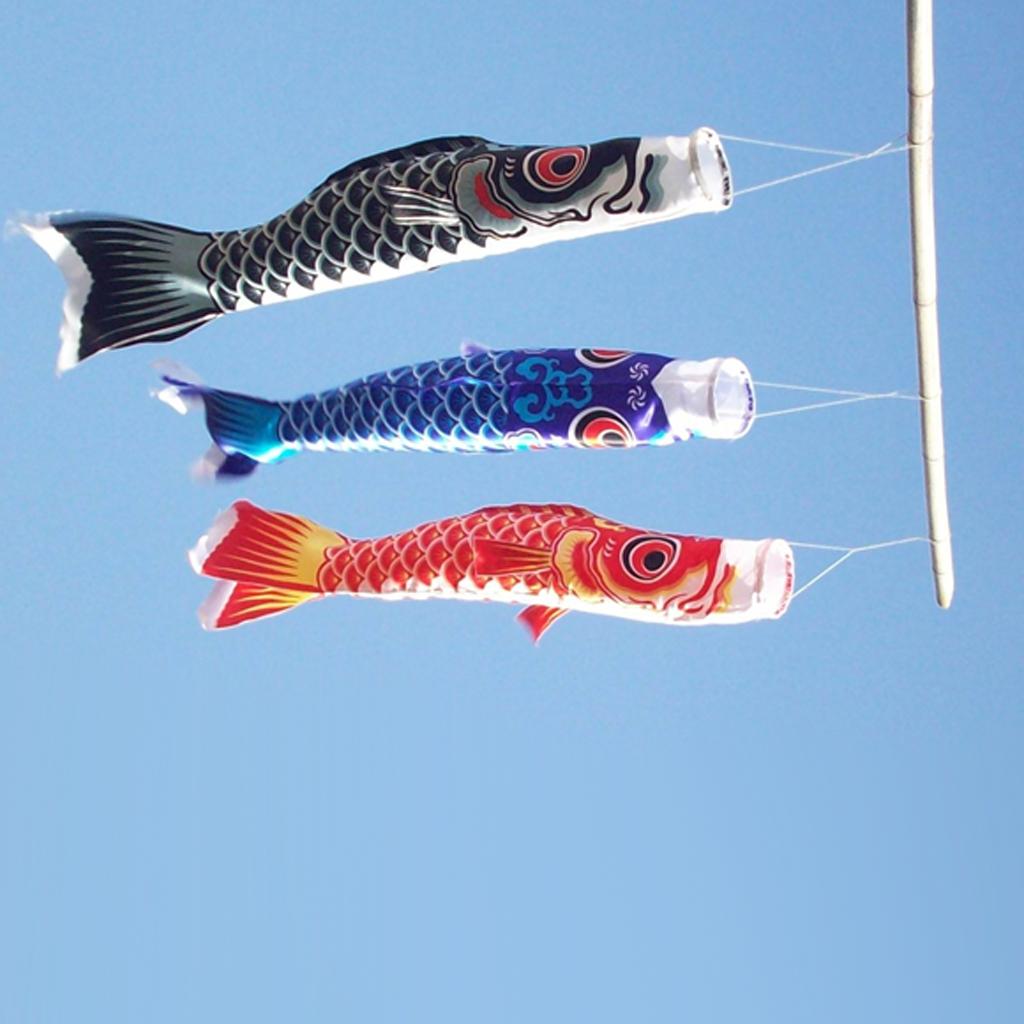 Japanische Windsack Windspiel Fisch Flagge Koi Nobori Windturbine Rot 150cm 