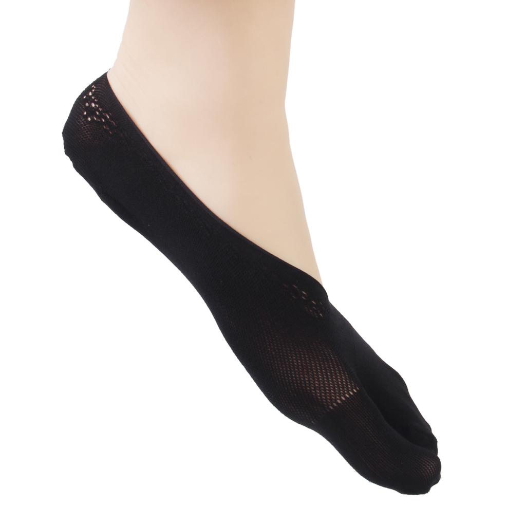 Pair Women's Two Toes Socks Boat Socks Black