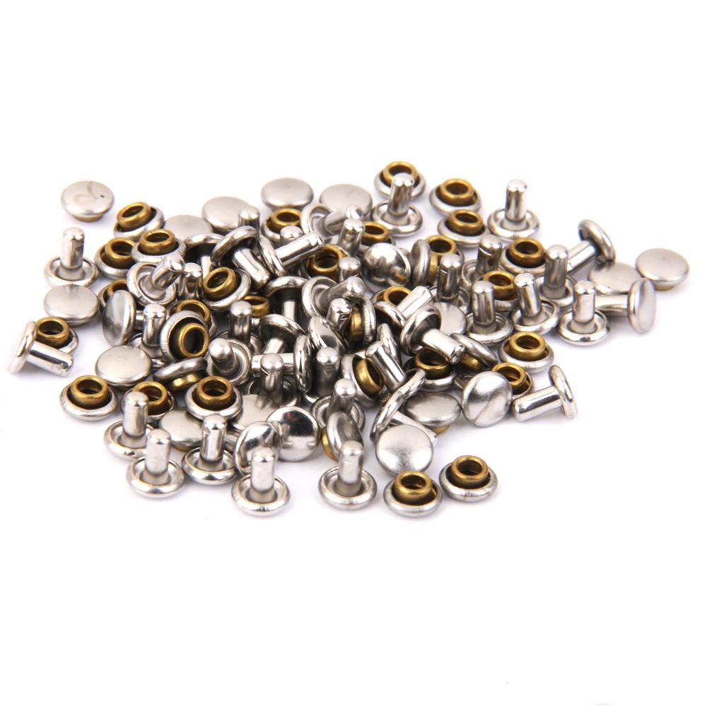 100pc Round DOUBLE CAP Copper Rivets Studs 6x7mm For Jeans Pants
