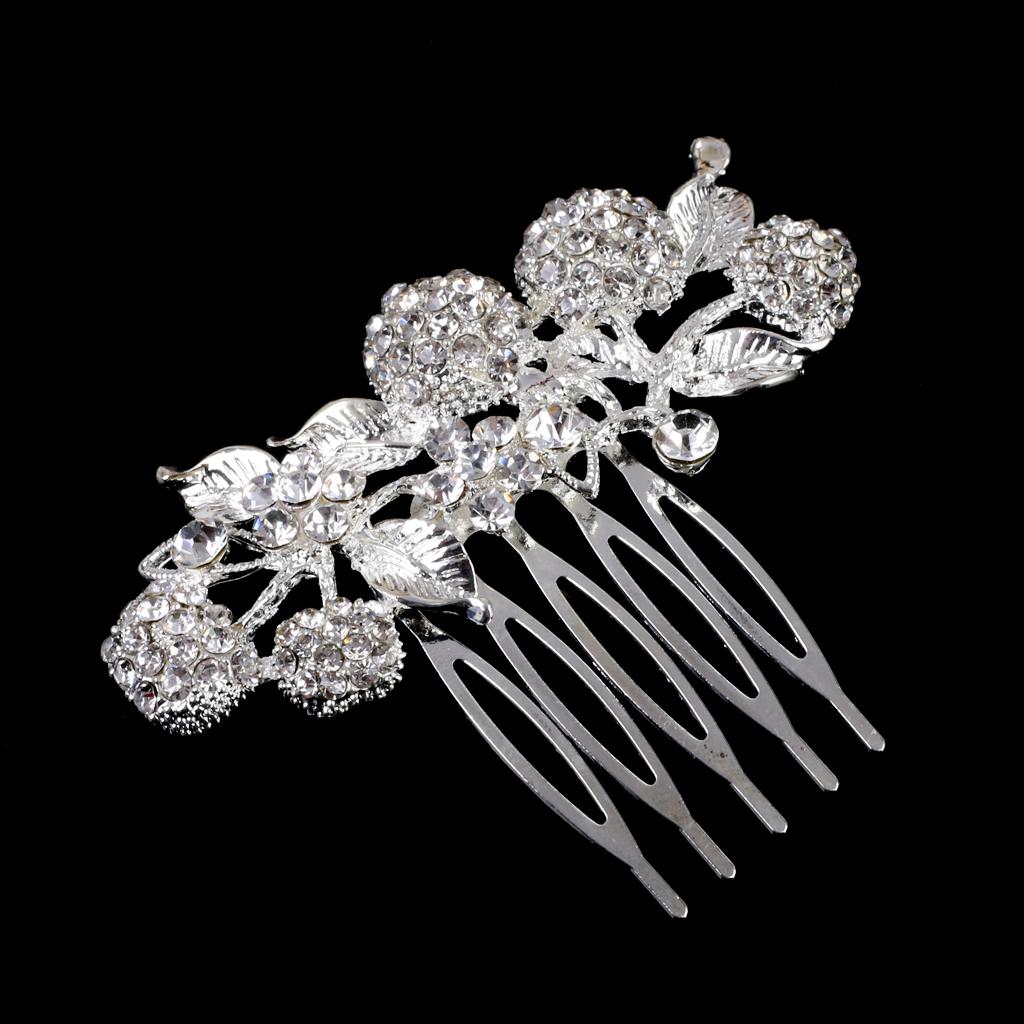 Phenovo Bridal Wedding Flower Leaf Rhinestone Hair Comb Hair Accessories