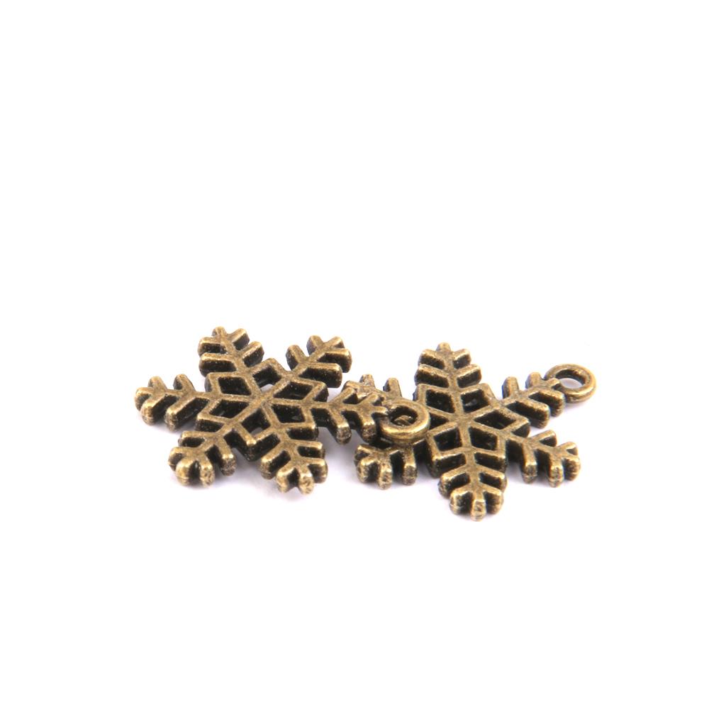 50pcs Bronze Mixed Snowflake Pendant Charms Beads  