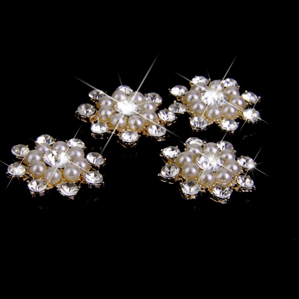 20x Pearl Crystal Rhinestone Flower Flatback Wedding Crafts Embellishment DIY