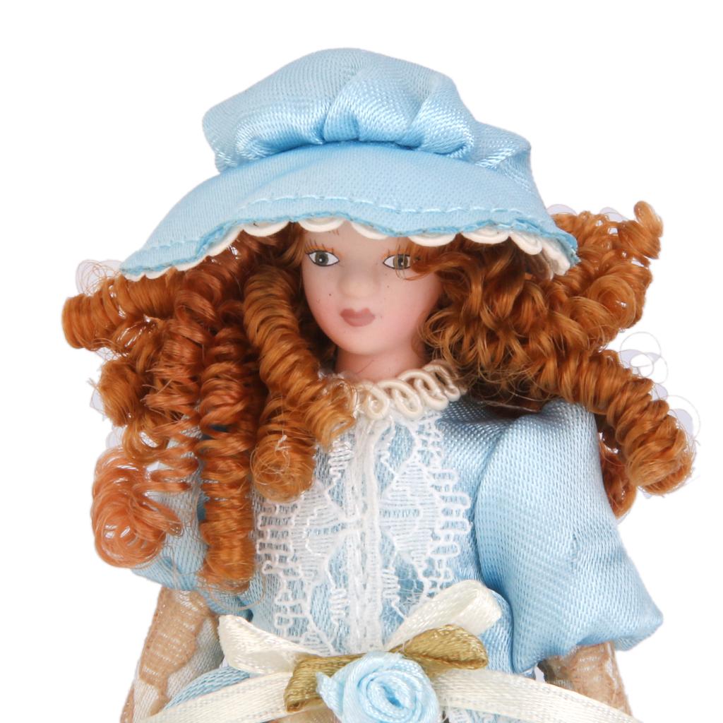 1/12 Miniature Porcelain/Wooden Boy Girl Doll Victorian Lady Dolls ...