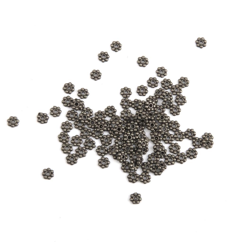 100x Snowflake Flower Spacer Beads Charms Jewelry DIY Crafts 4mm Metalic