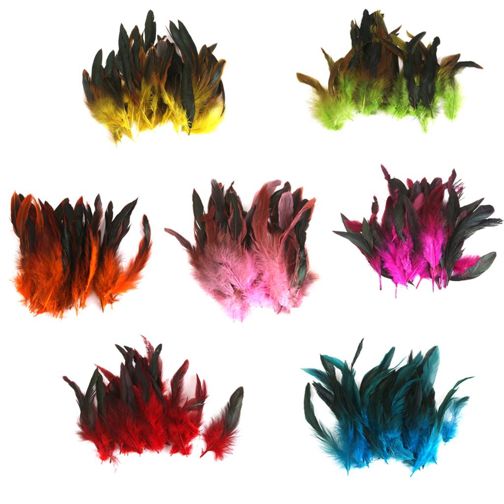 50pcs Beautiful Rooster Feathers Fringe Decoration Home Craft DIY Green