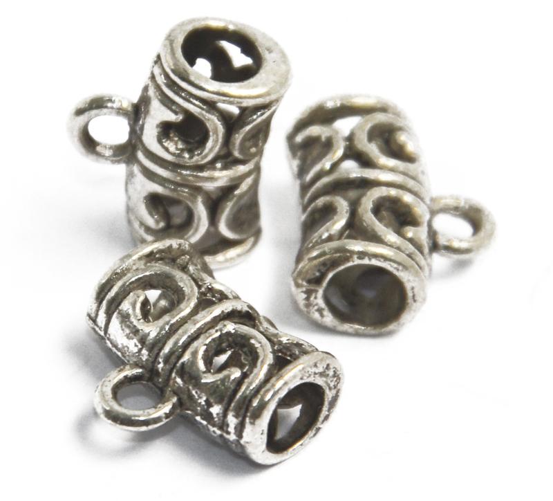 50pcs Antique Silver Hollow bail beads