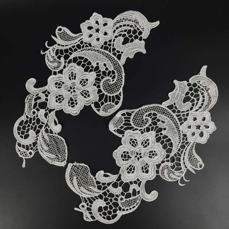 White Flower Lace Trim Venise Applique Sew On Collar Embroidered Craft DIY