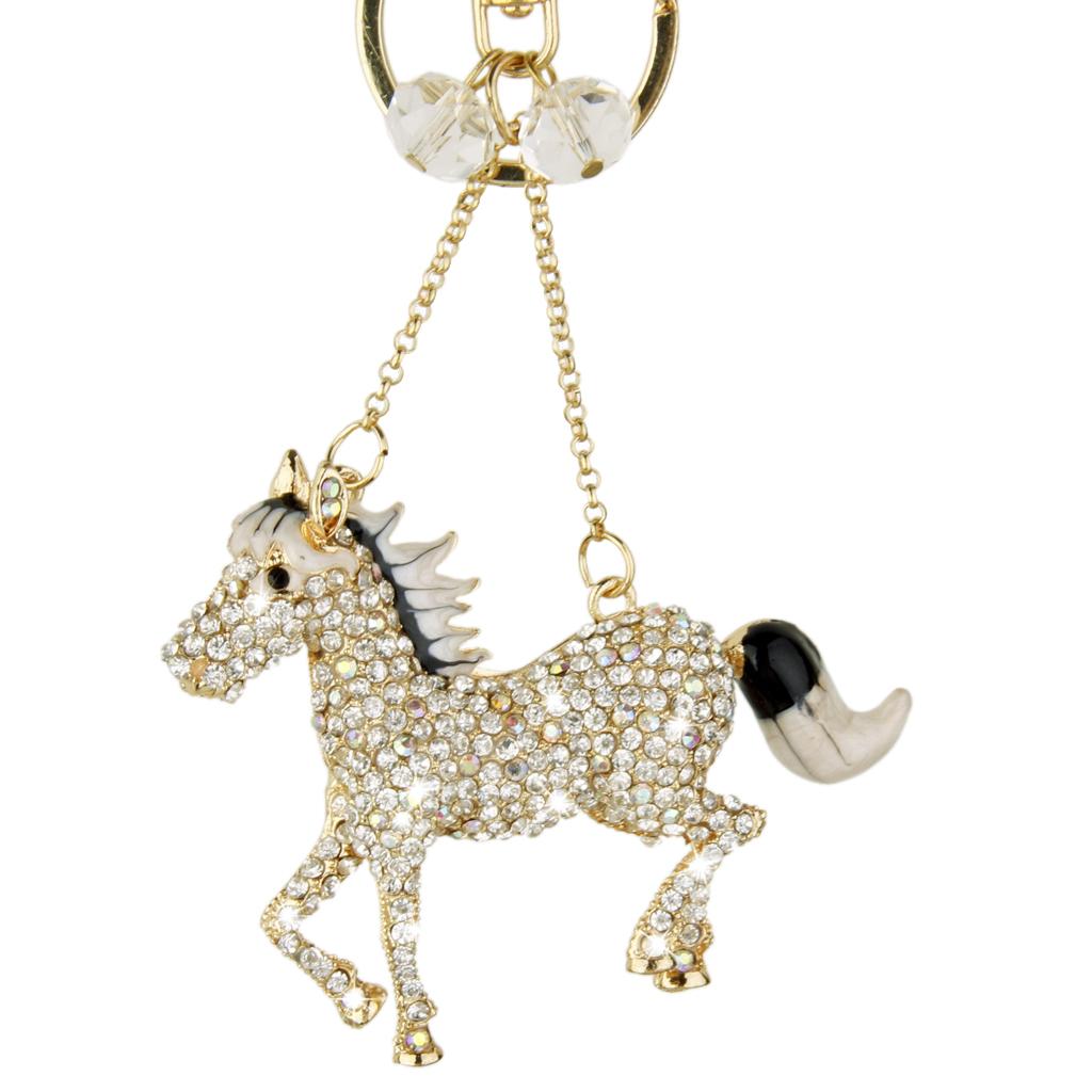 Creative Crystal Horse Charm Pendant Key Ring Keychain