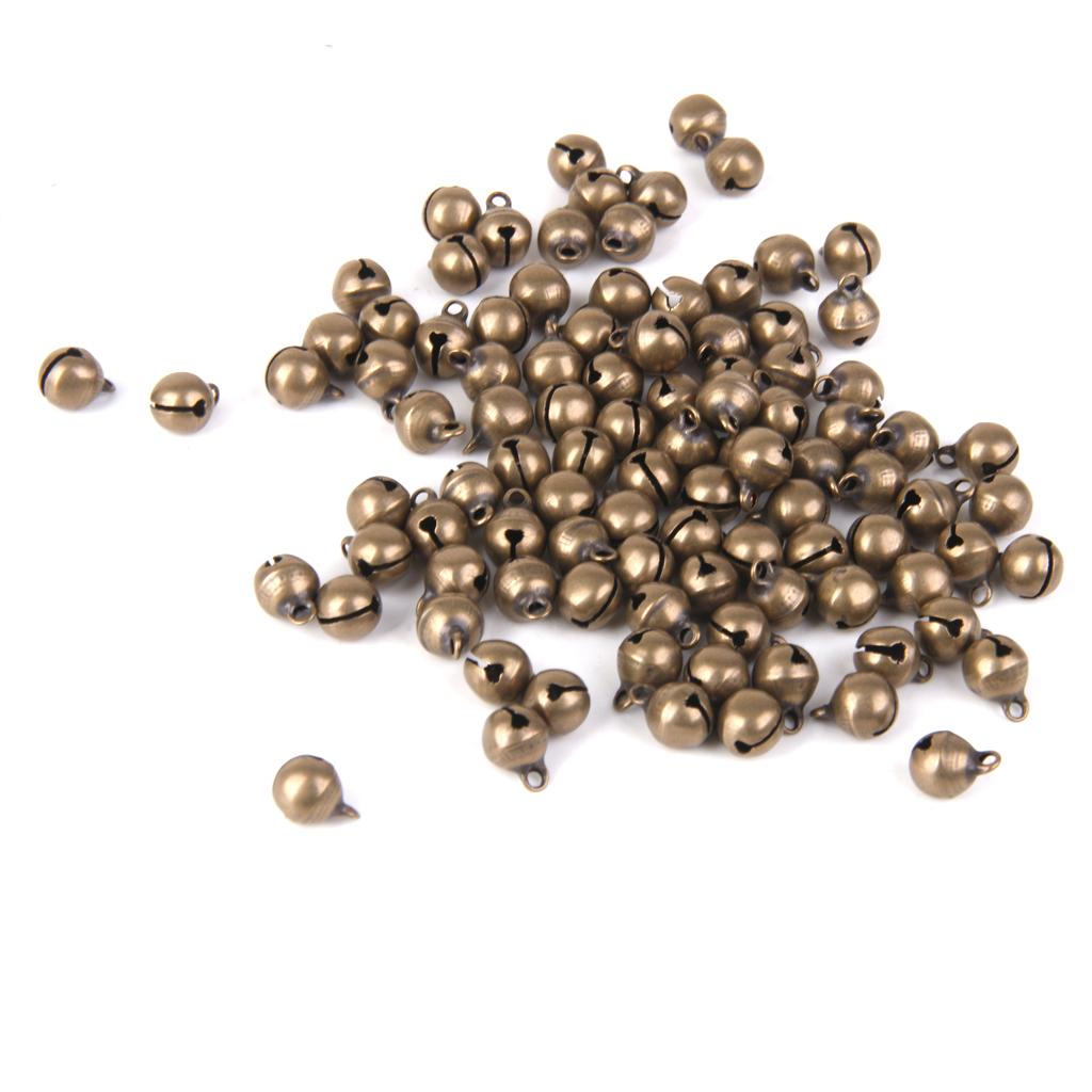 100pcs Antique Bronze Brass Jingle Bells Charm Bead Jewelry Findings 6mm