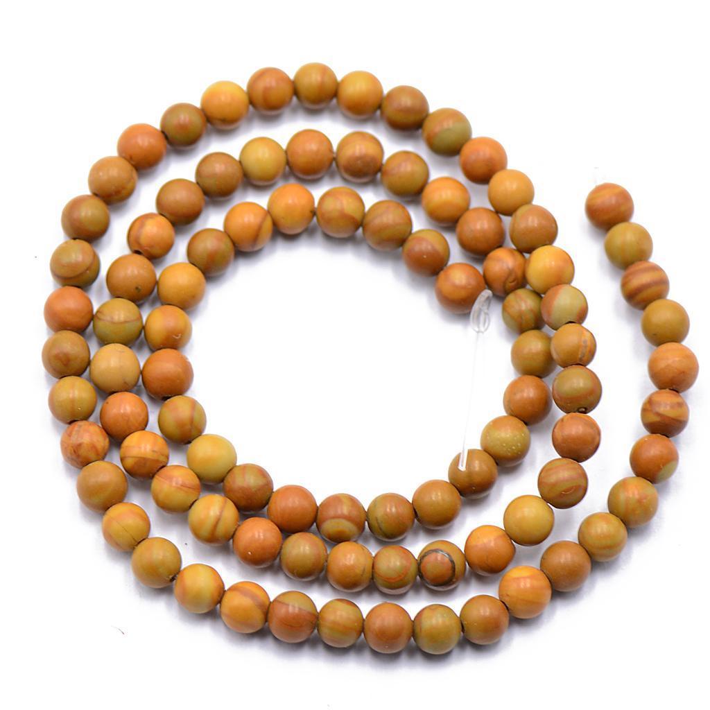 4mm Natural Yellow Brown Tigerskin Jasper Loose Beads 15'' Round