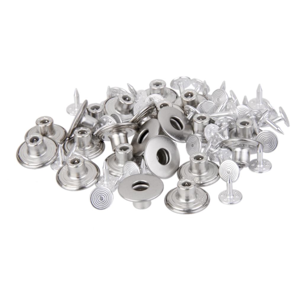 50 Sets Metal No Sew Press Buttons Tack Snap Fastener Popper 17mm Silver