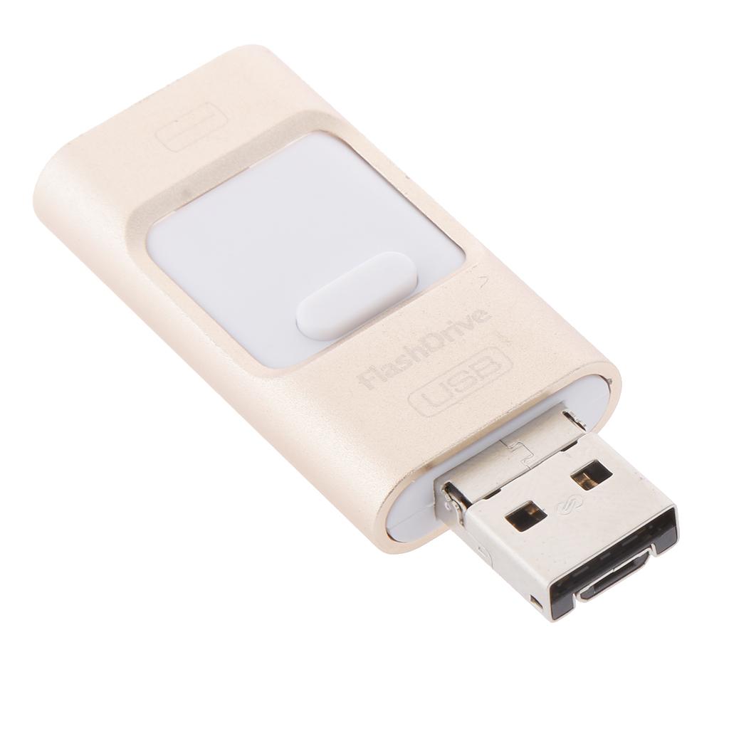 32GB USB 3 in 1 Flash Drive U Disk Pen for iPhone 5 6/ Mac/ Android/ PC Gold