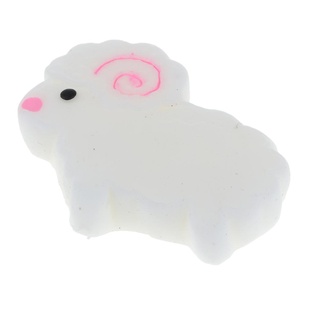 Cute Squishy Mini Animal Soft Silicone Toys White Sheep 4.7x3.5x1cm