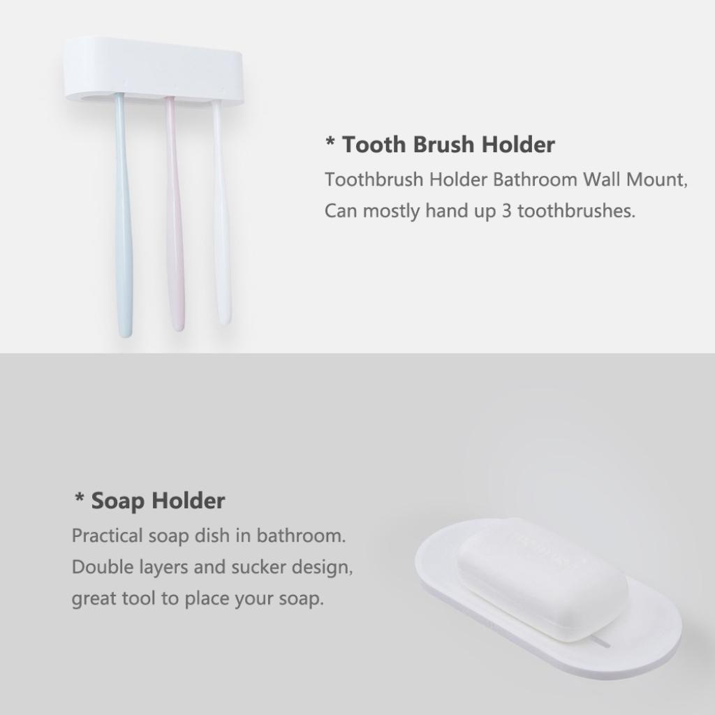 Set of 5 Pieces Toilet Paper Holder Toothbrush Soap Organizer Phone Rack Kit