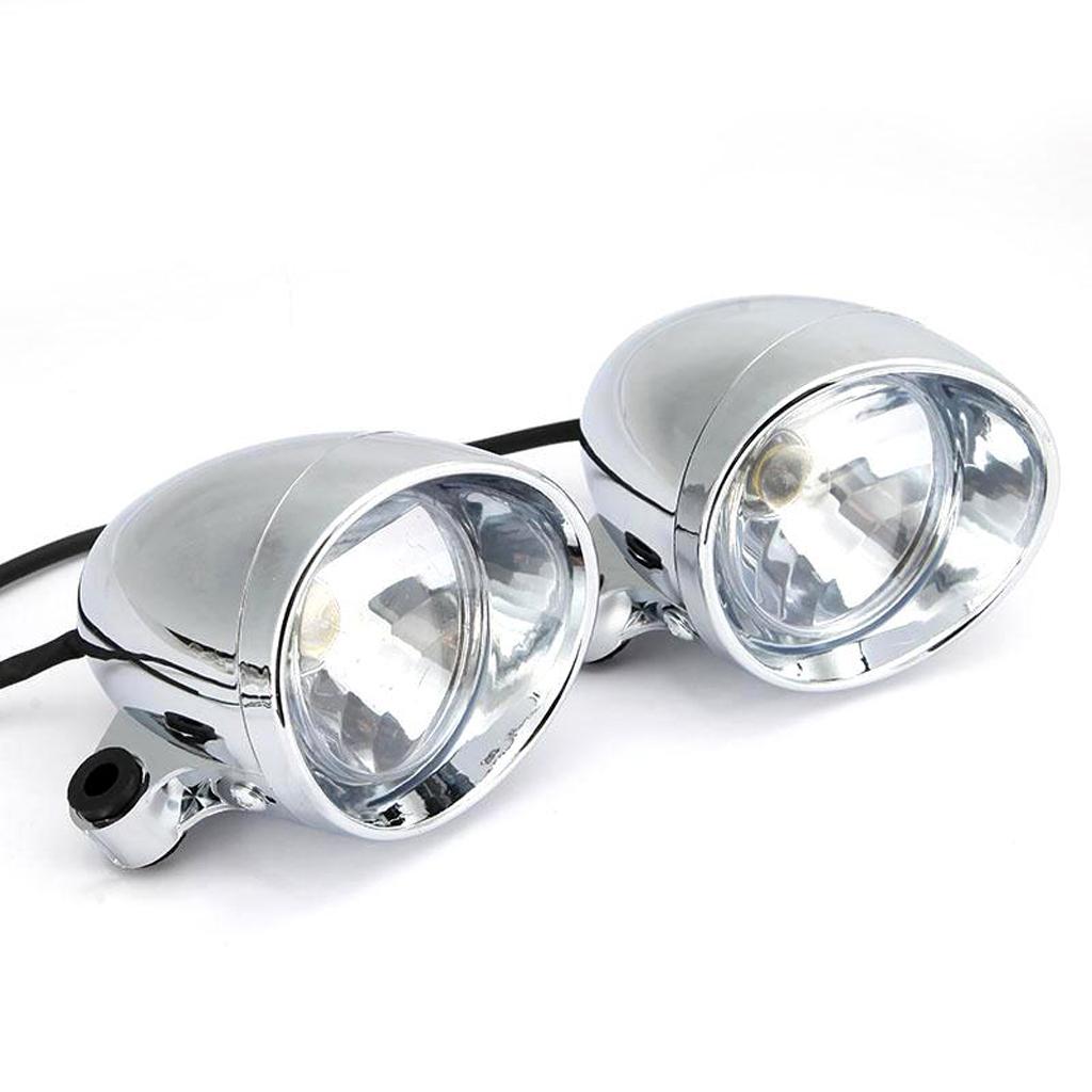 2pcs 4" Chrome Motorcycle Front Headlight Fog Light Lamp