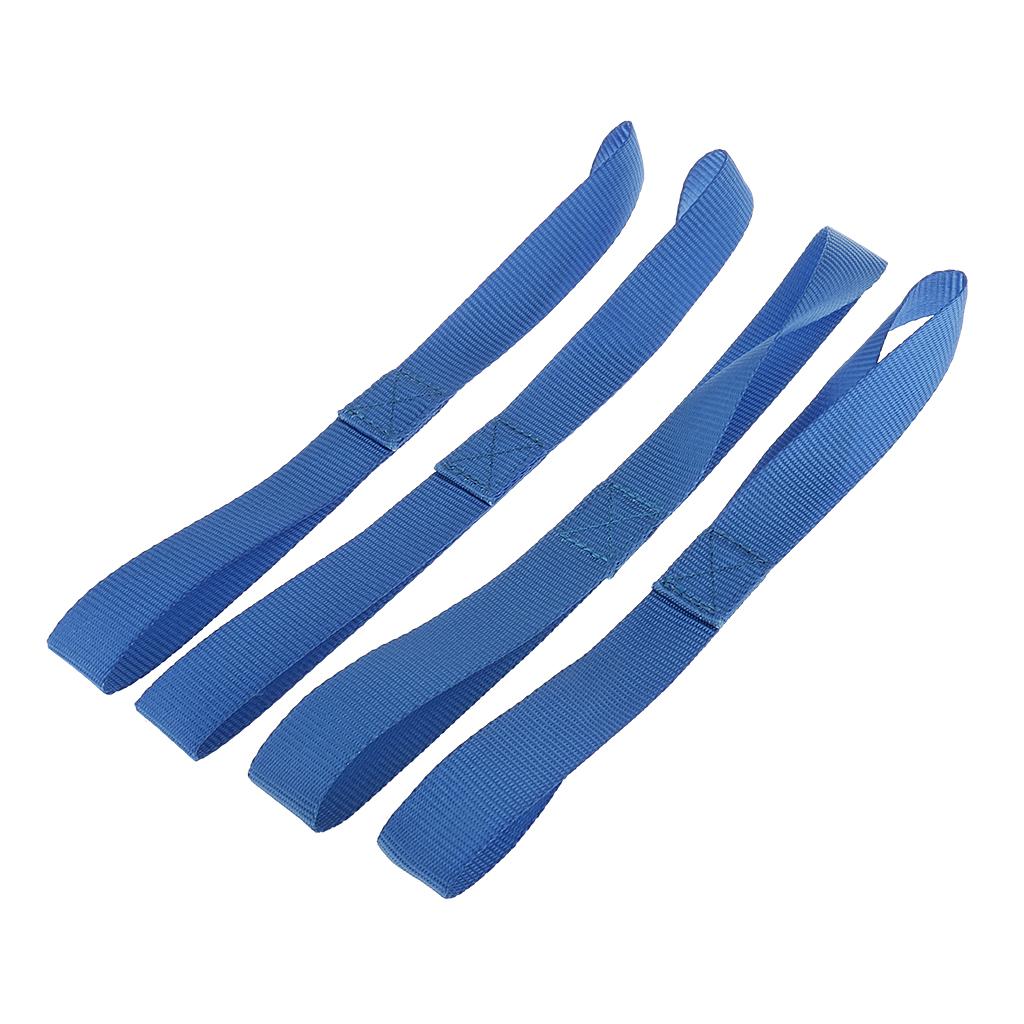 4x Soft Loop Tie-Down Straps for ATV Trailer Motorcycle Towing Hauling Blue