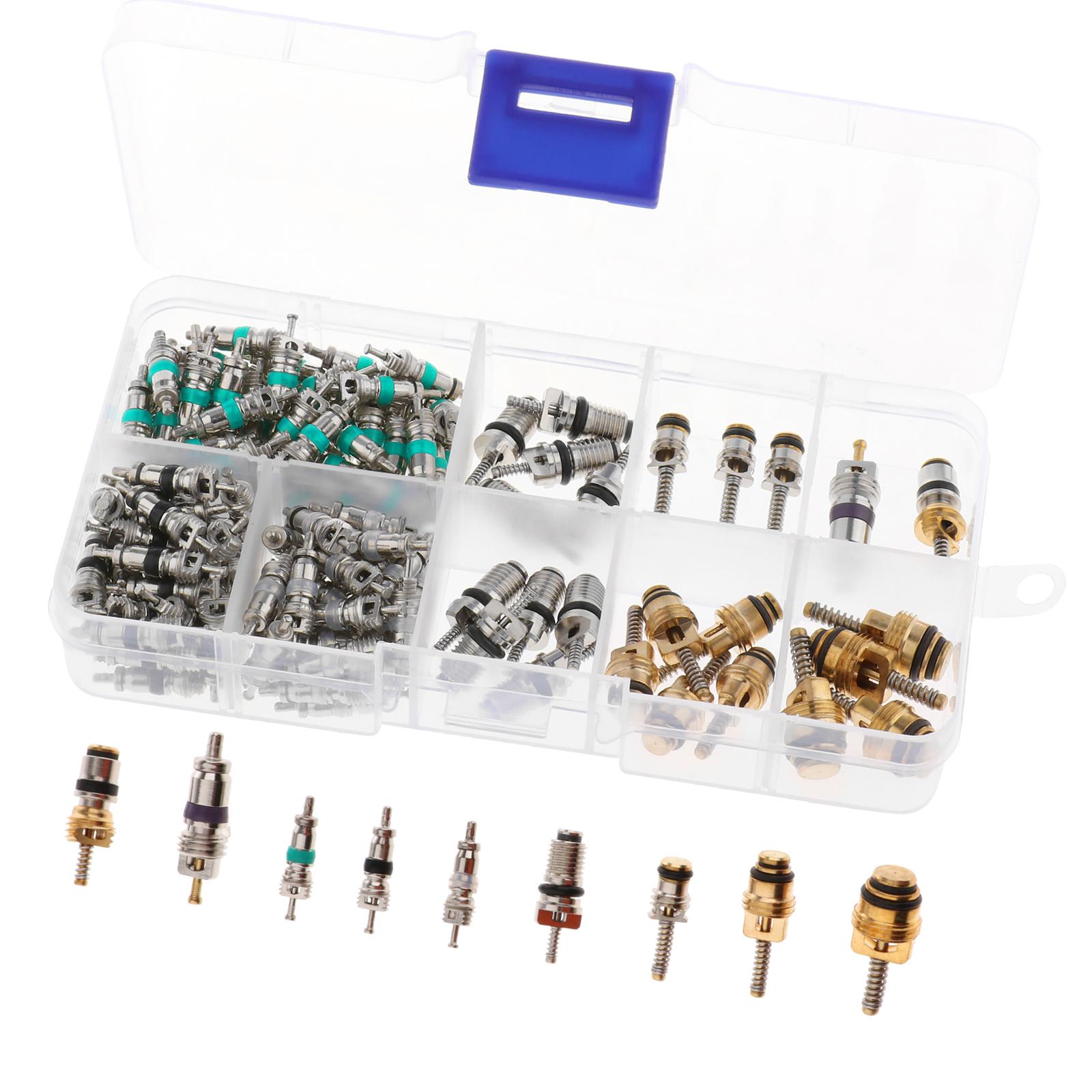 134 Piece Assortment A/C Schrader Valves R134a Kit 11 kinds AC valve Cores