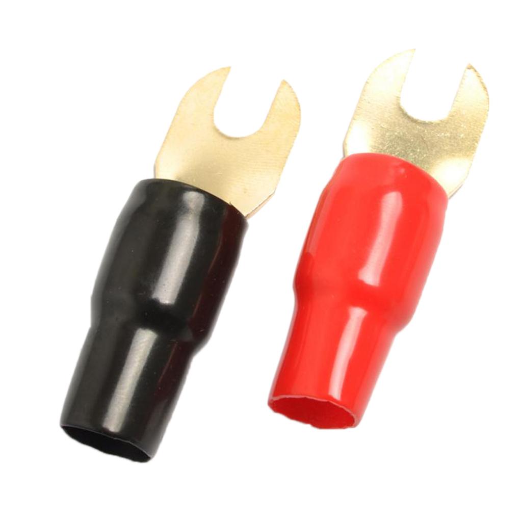 1 Pair 1/0 AWG Power Ground Wire Connectors Assortment Crimp Fork Terminals