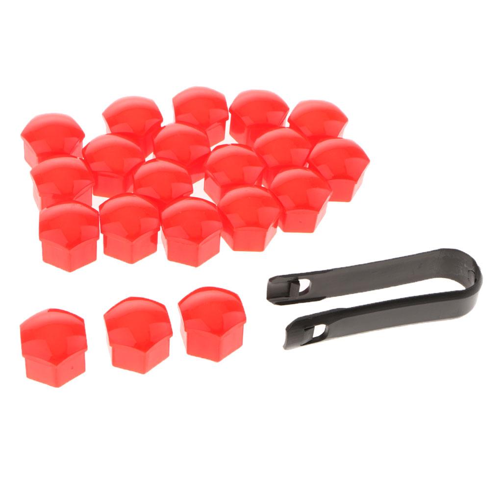 20Pcs Car Truck Wheel Tyre Center Hub Screw 19mm Protect Cap Red