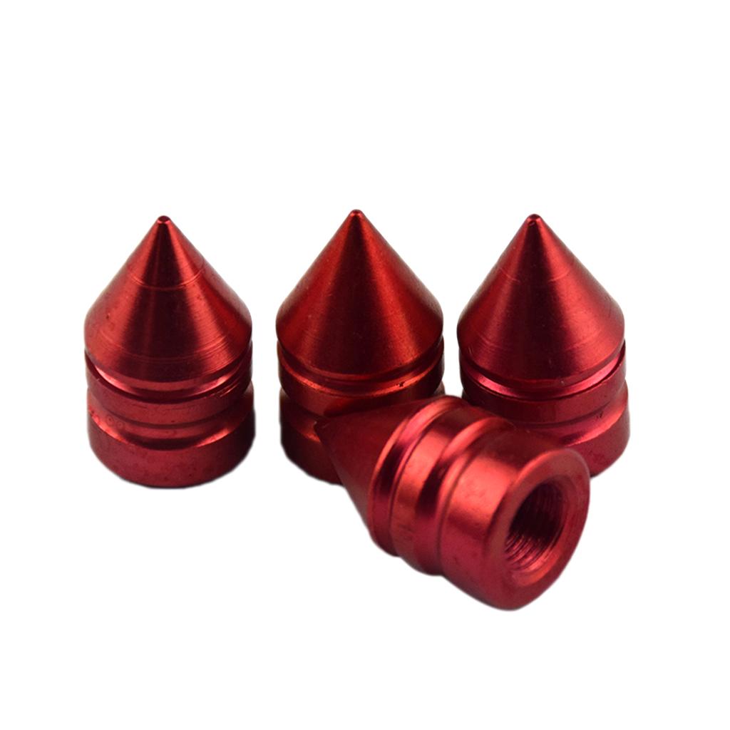 4 Pieces Aluminum Tire/Rim Valve/Wheel Spike Cover Stems Cap Red