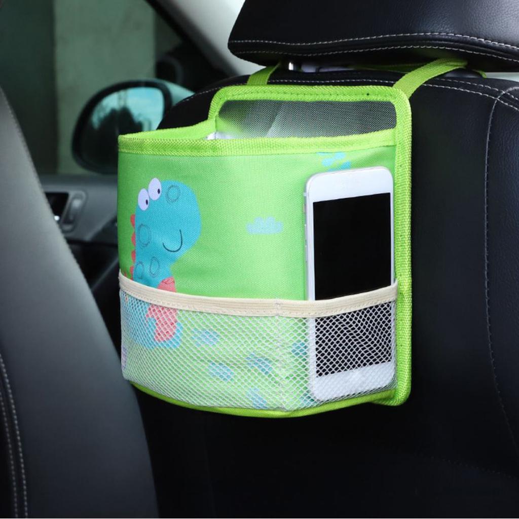 Cartoon Car Trash For Children Storage Bag Organizer Case Green