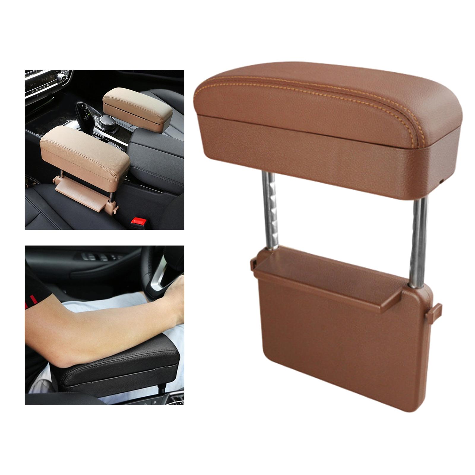 Universal Car Armrest Box Elbow Support Organizer Box Arm Rest Brown