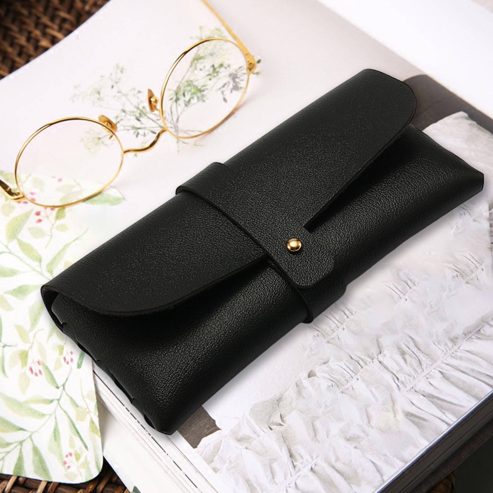Black PU Leather Glasses Case Portable Large Storage Bag Soft Eyeglass Pouch