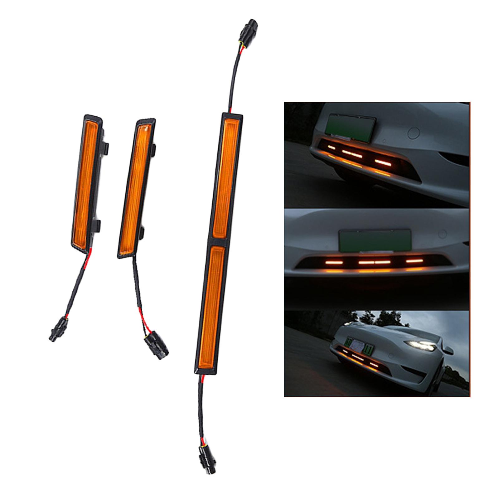 3 Pieces Car Wind Powered Light Daytime Running Light for Tesla Model Y
